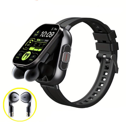 Prozeal – Montre connectée 2-en-1 avec écouteurs intégrés, écran tactile HD, contrôle musique, podomètre et recharge USB. Sportive, pratique, compatible iOS.