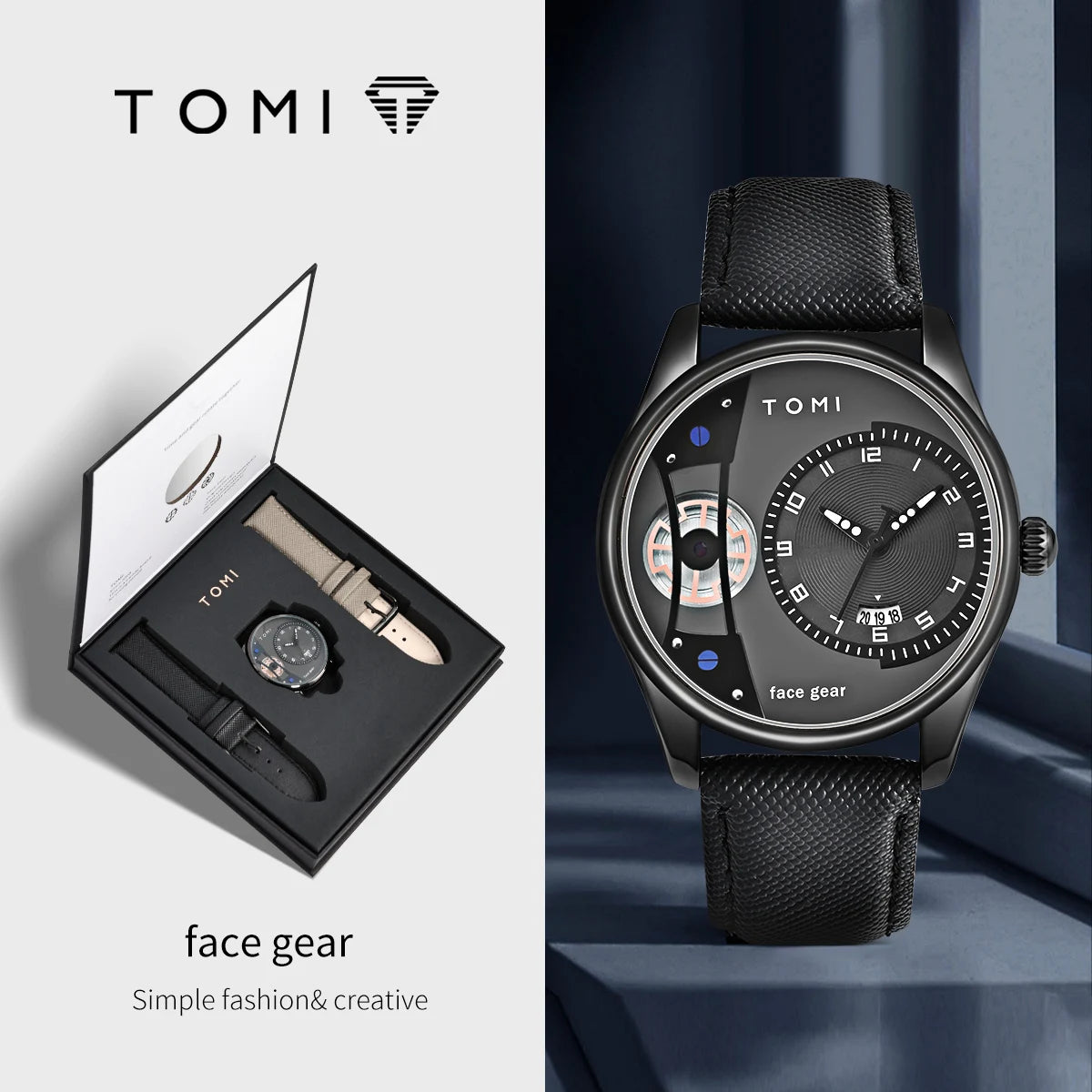 TOMI VISION – Coffret Minimaliste Luxe pour homme, montre  à double bracelet détachable