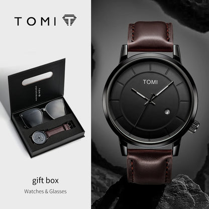 TOMI HORIZON - Coffret 2 pcs  montres pour hommes, lunette