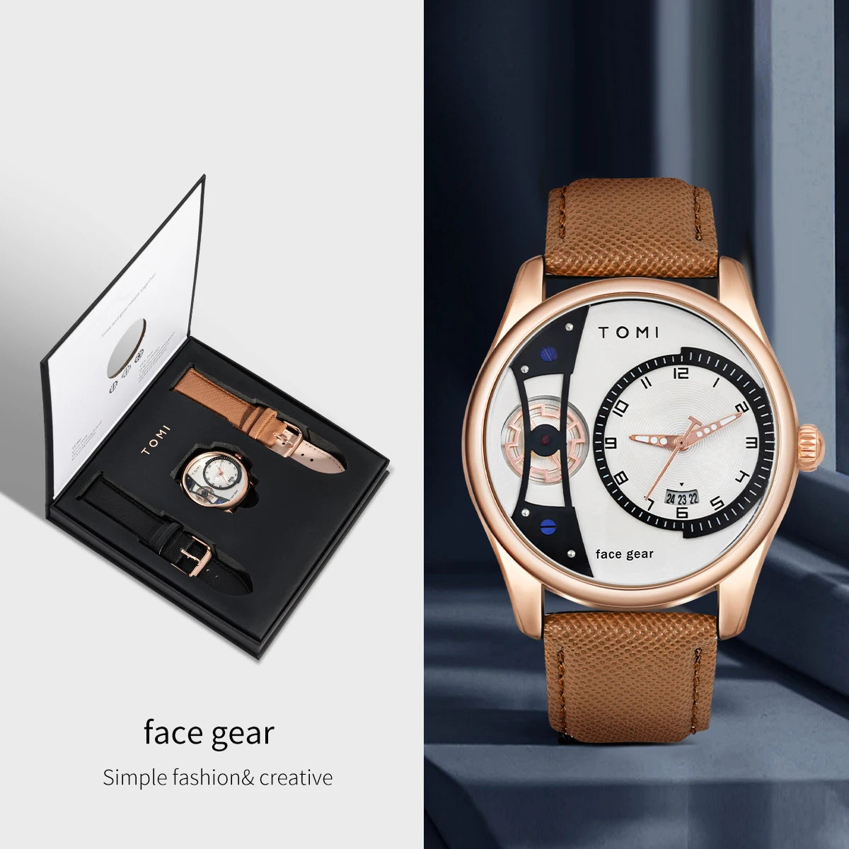 TOMI VISION – Coffret Minimaliste Luxe pour homme, montre  à double bracelet détachable